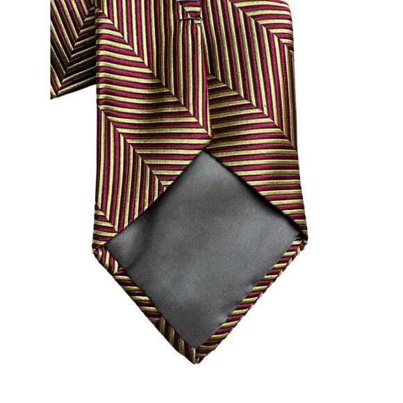 Vintage Echo Repp Tie Red + Gold Tie 100% Silk Tailored in Italy - Picture 8 of 8